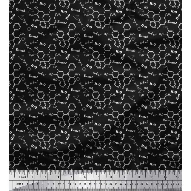 Soimoi Rayon Fabric Chemical Formula Education Theme Print Fabric by Yard 56 Inch Wide