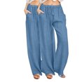 thumbnail image 1 of FNFYFH Liquidation Pantalons Longs Décontractés en Lin pour Femmes Grande Taille Unis, 1 of 5