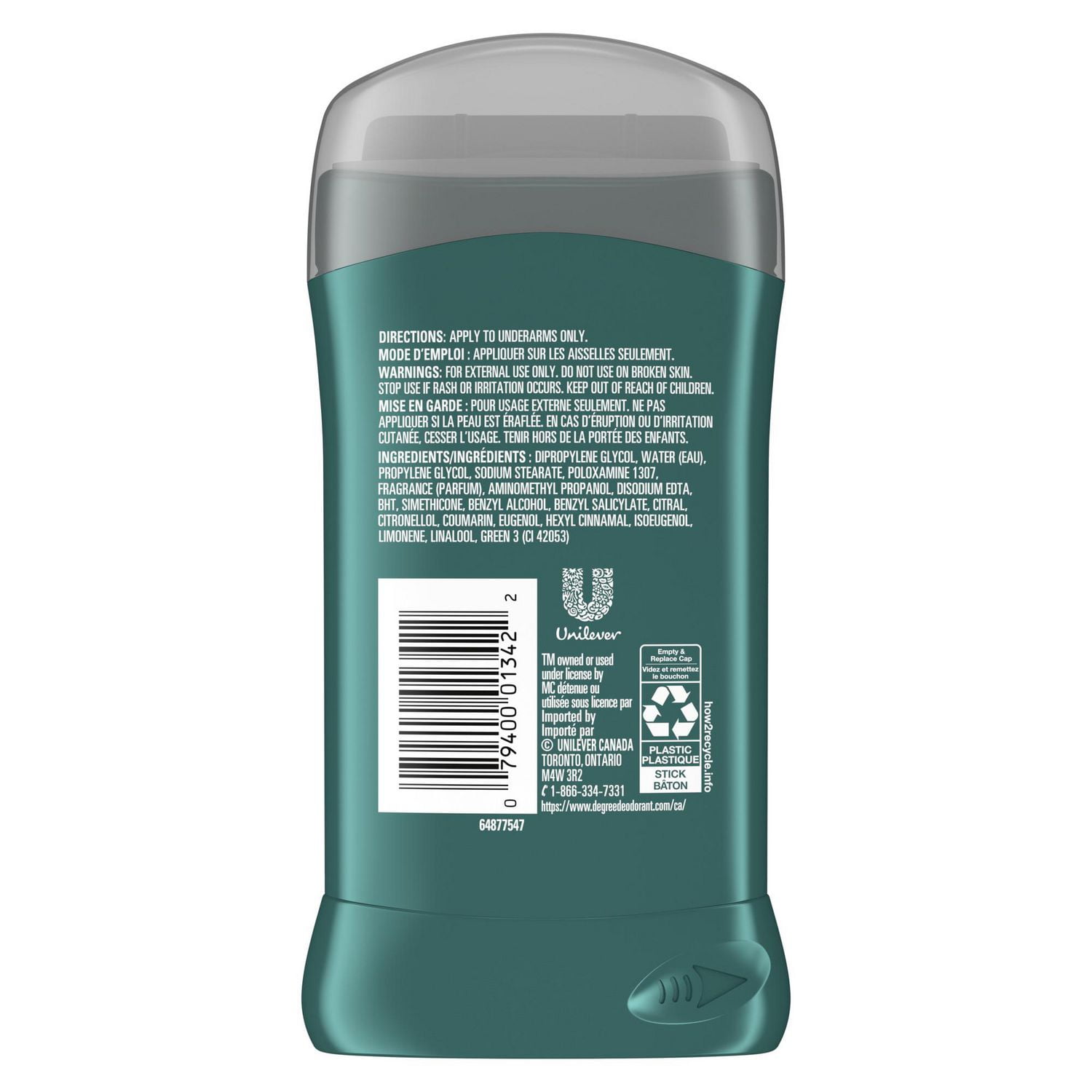Désodorisant en bâton Degree Men Intense Sport Protection contre les odeurs pendant 48 heures pour hommes