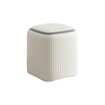 thumbnail image 1 of White Push Button Countertop Wastebasket Small Recycle Bin for Bedside Tables 5.71X5.31X5.31 Inches, 1 of 7