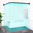 thumbnail image 4 of Misounda Tringle de Rideau de Douche en L, Coins Courbés Réglables, Tringles de Rideau de Douche à Perçage, Installation en Acier Inoxydable 27.5-39.4Ã-35.4-47.2 avec 24 Anneaux de Douche pour Salle de Bain, Baignoire, Magasin de Vêtements - Noir, 4 of 10