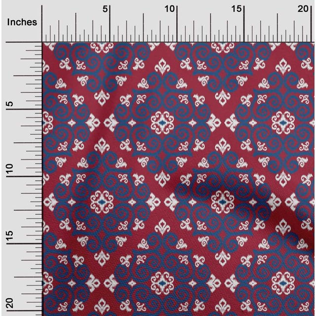 oneOone Polyester Lycra Fabric Swirl Ikat Print Sewing Fabric BTY 56 Inch Wide