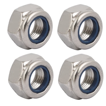 Unique Bargains 4pcs M12 x 1.25mm Pitch Metric Fine Thread 304 Stainless Steel Hex Lock Nuts
