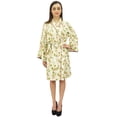 thumbnail image 2 of Bimba Kimono Court à Imprimé Feuilles pour Femme, Robe de Nuit de Mariée/mariage, Wrap-8, 2 of 7