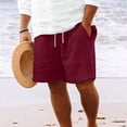 thumbnail image 2 of Plebaso Mens Shorts Summer Beach Shorts with Drawstring Solid Color Lightweight Vacation Pocket Shorts, 2 of 6