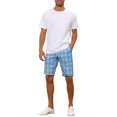 thumbnail image 2 of INSPIRE CHIC Men's Shorts Plaid Pattern Straight Fit Comfort Flat Front Checked Shorts 32 Blue, 2 of 6