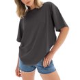 thumbnail image 1 of B91xZ Hauts pour Femmes Décontractés Été Manches Courtes T-Shirt Col Rond T-Shirts T-Shirt, Gris TTG, 1 of 4