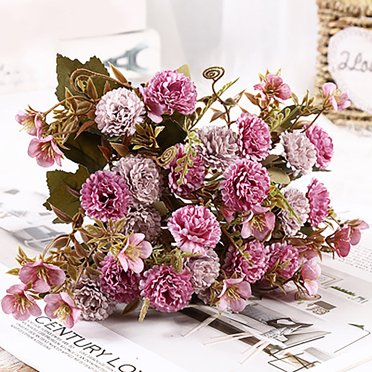 Agiferg 2PC Fake Flowers Vintage Artificial Silk Flowers Wedding Home Decoration