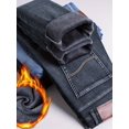 thumbnail image 1 of Men's Warm Fleece Jeans For Business, Casual Street Style Denim Pants With Pockets For Fall Winter, 1 of 1