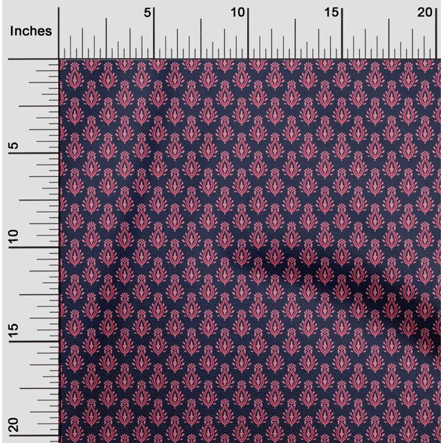 oneOone Silk Tabby Fabric Floral Block Print Fabric BTY 42 Inch Wide