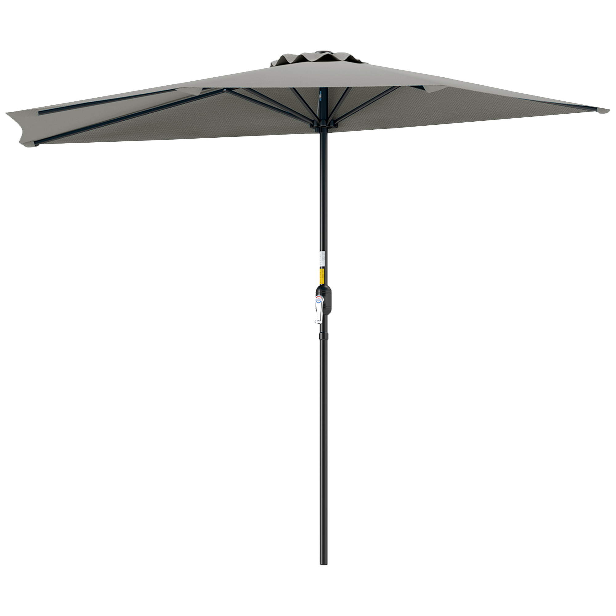 Outsunny 9ft Half Round Umbrella, Outdoor Balcony Parasol, Light Grey