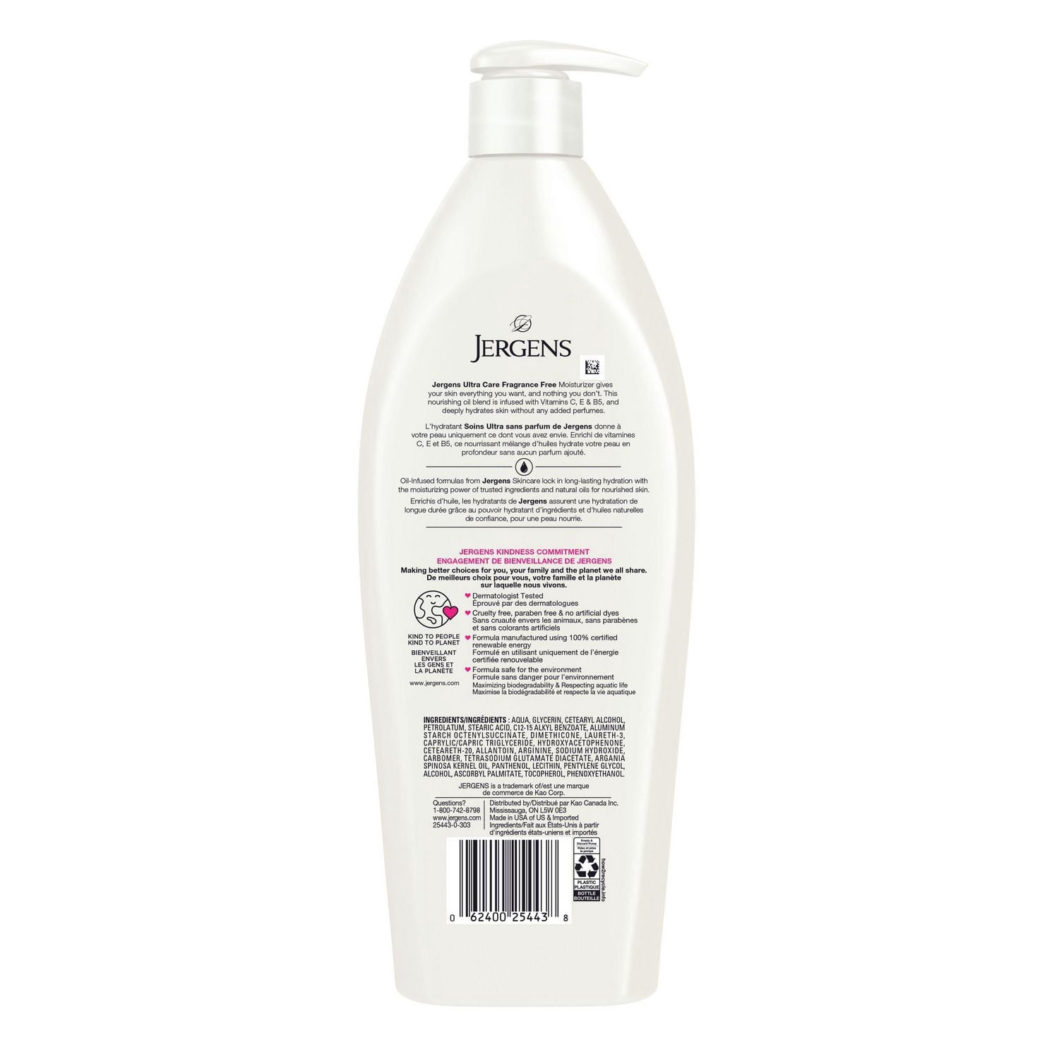 Hydratant pour le corps Soins Ultra sans parfum pour la peau sèche de Jergens (620mL)