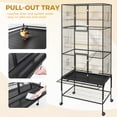 thumbnail image 3 of Bird Cage Walmart - Extra Large 69-Inch Metal Flight Cage with Rolling Stand, Slide-Out Tray & Storage Shelf - Spacious Home for Parakeets, Cockatiels, Conures, Lovebirds - Easy Assembly (Black), 3 of 6