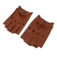 thumbnail image 4 of maskred Fashionable Retro PU Leather Men s Fingerless Driving Cycling Gloves Brown Button XL 5Set, 4 of 6