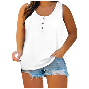 Womens Tops Plus Size Tunic Tops For Women Sexy Round-Neck Blouse Lace Casual Loose Summer Sleeveless Tank