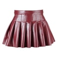 thumbnail image 3 of Jupe Plissée en Cuir Taille Haute Mini Club Halloween Noël, 3 of 5
