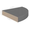 thumbnail image 4 of vidaXL Floating Corner Shelf High Gloss Grey 25x25x3.8 cm MDF, 4 of 4