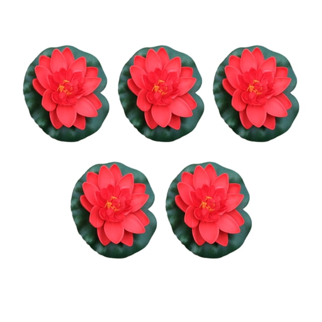 Wweixi 5pcs/set Artificial Lotus Realistic Appearance Easy To Clean Long-lasting bright red 1Set