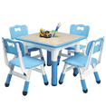 thumbnail image 1 of Ensemble Table et Chaises pour Enfants, Bureau pour Enfants à Hauteur Réglable avec 4 Chaises pour 2 à 10 Ans, Table d'Arts Multi-Activités pour Enfants avec Plateau pour Graffiti et Pattes Antidérapantes pour Salles de Classe, Garderies, Maison, 1 of 7