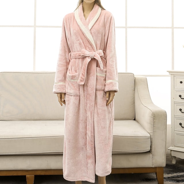 Gift TIMIFIS Pinks Mens Womens Robe Soft Plush Fleece Hooded Bathrobe, Full Length Long Warm Lounge Robe Spa Bath Robe with Hood pring/Summer