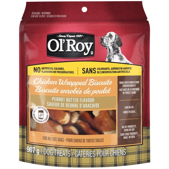 Ol' Roy Peanut Butter Flavour Chicken Wrapped Biscuits Dog Treats, 907 g