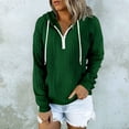 thumbnail image 2 of Besolor Womens Fall Fashion Quarter Zip Hoodies Sweatshirts Casual Long Sleeve Solid Color V Neck Drawstring Pullover Tops, 2 of 6