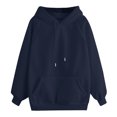 thumbnail image 1 of KIHOUT Spring Winter Womens Tops Fashion Casual Winter Solid Color Long Sleeve Button Pocket Hooded Sweatshirt, 1 of 6