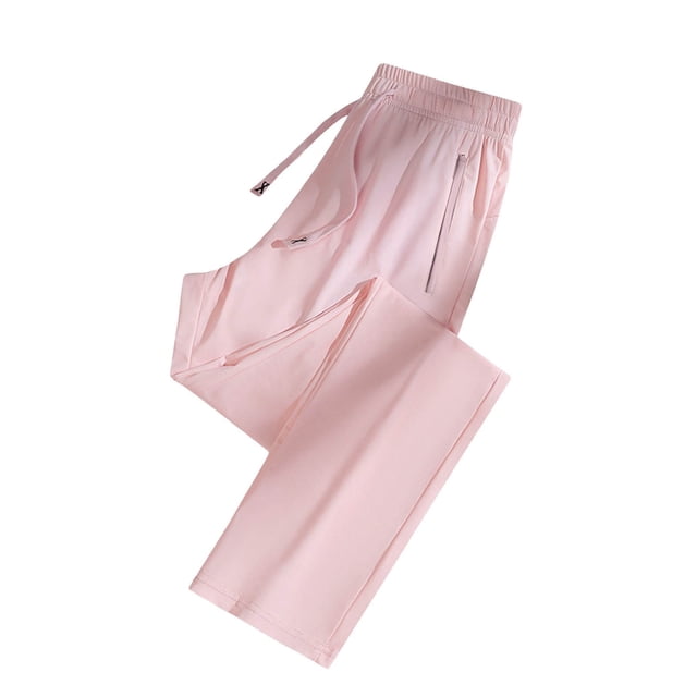 Womens Pants Sports Quick Dry Solid Drawstring Daily Straight Wide Leg Pant Clearance Slacks For Women Pink XXL