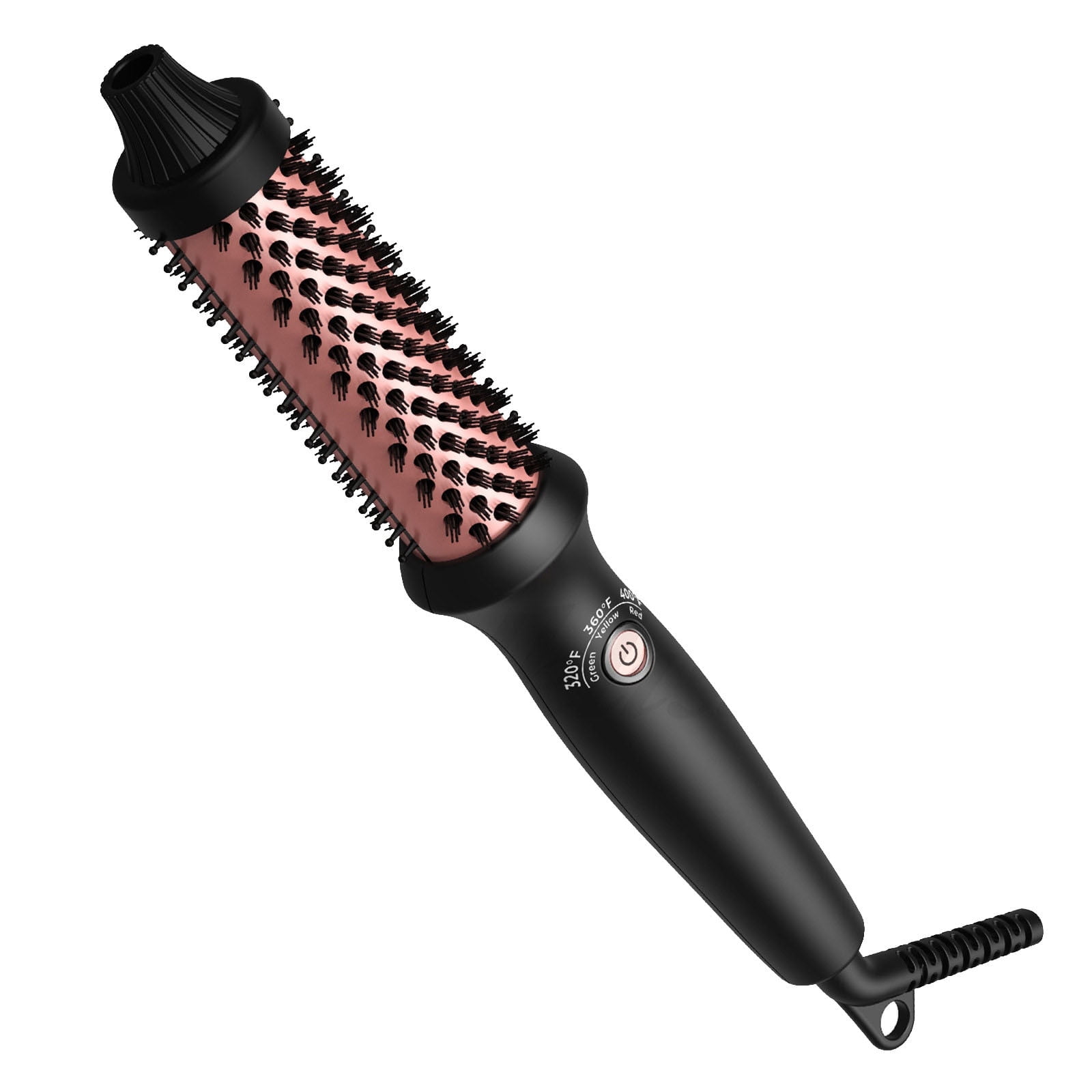 FSTDelivery 1.25 Inch Curling Iron Brush Ceramic 1 1/4 Inch Double PTC Heated Hair Curling Comb Tourmaline Ionic Hair Curler Curling Iron Dual Voltage for Traveling On Long, Medium Hair - Black