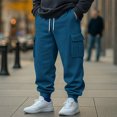 thumbnail image 3 of Yuyuzo Mens Cargo Sweatpants Causal Drawstring Workout Joggers Fleece Solid Color Athletic Pants with Pockets, 3 of 7