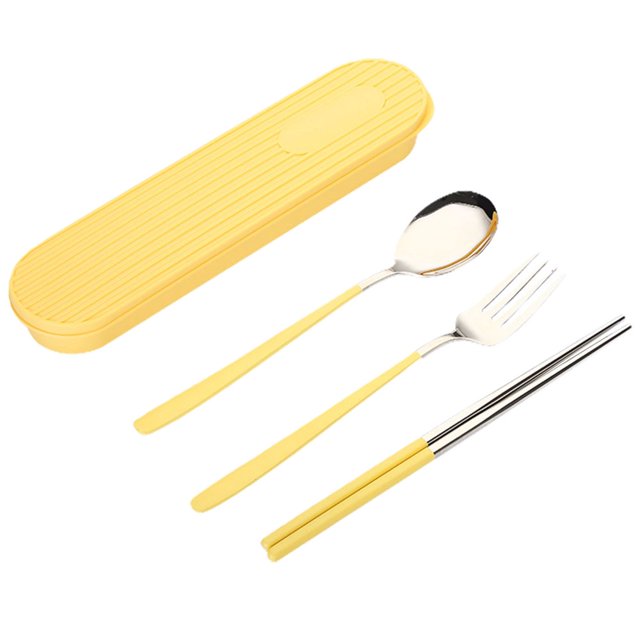 MesaSe 1 Ensemble Couverts Cuillère Fourchette Miroir de Qualité Alimentaire Bord Lisse Réutilisable Résistant à la Chaleur Cuillère Fourchette Baguettes Vaisselle avec Boîte de Rangement pour la Maison