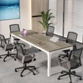 thumbnail image 1 of Tribesigns 78.74-Inch Large Conference Room Table, Modern Office Meeting Seminar Table Desk with Metal Legs and Adjustable Foot Pads, Seats 6-8 People, Oak Finish, 1 of 5