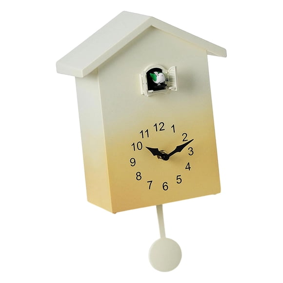 DOLITY Wall Clock Cuckoo Chime Silent Accessory for Living Room Kid'S Room Cafe Bar Yellow