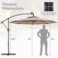 thumbnail image 3 of Gymax 10Ft Offset Hanging Umbrella Patio Outdoor w/ 32 Solar LED Lights Tan, 3 of 10