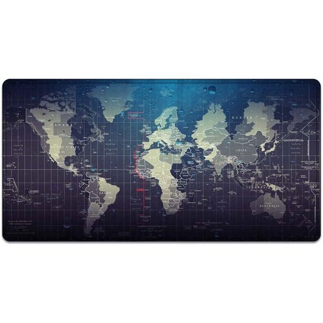 Large Mouse Pad 31.4 x 15.7inches 3mm XXL Extended Gaming Mouse Pad Mat with Non-Slip Base Stitched Mousepad for Computer,Office,Keyboard and Laptop-World map,Waterproof Desk Mat