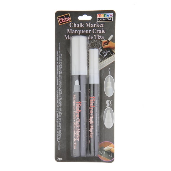 MARVY UCHIDA® BISTRO CHALK MARKERS 2 PC ENSEMBLE BLANC