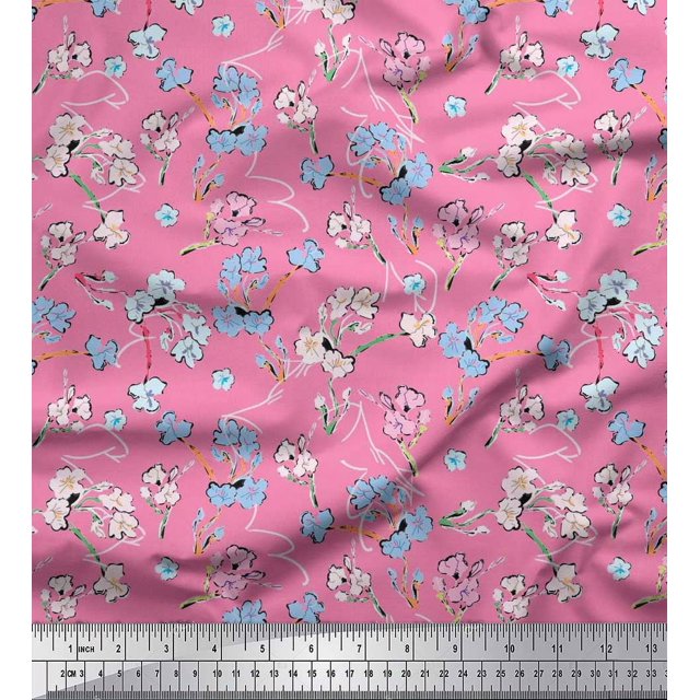 Soimoi Poly Georgette Fabric Artistic Floral Print Fabric by Yard 52 Inch Wide