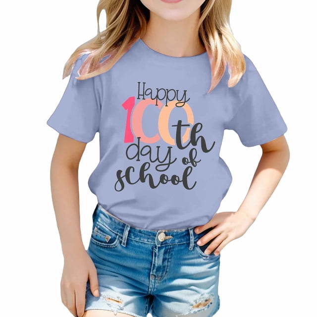 T-Shirt à Manches Courtes Col Rond Imprimé pour Enfants - Design Unisexe, Matériau Polyester, Tailles 3-13 Ans, Adapté pour Garçons/filles