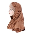 thumbnail image 5 of Forehead Cross Wrap Scarf Cap Solid Color Sequins Hijabs Muslim Women Turban Cap, 5 of 5
