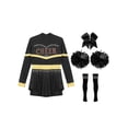 thumbnail image 3 of Aislor Tenue de Cheerleading pour Filles Enfants Halloween Cheer Leader Costume de Cosplay Rave Fête Danse Justaucorps Robe Noir A 10, 3 of 7