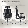 thumbnail image 3 of HOMCOM Chaise de Bureau Ergonomique, Chaise d'Ordinateur en Maille avec Dossier Haut, 3 of 10