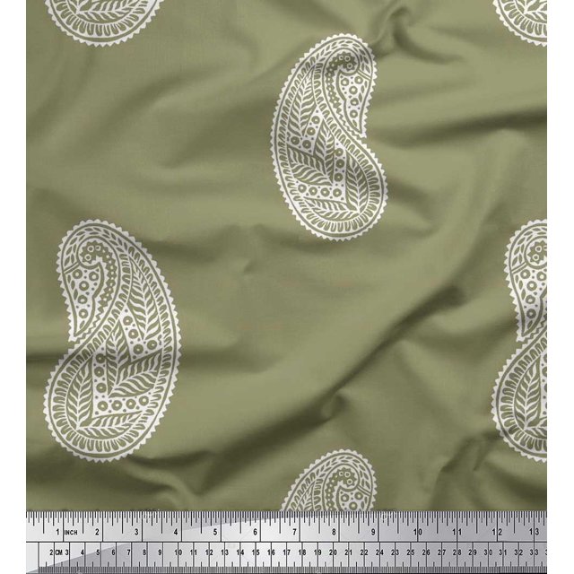 Soimoi Rayon Fabric Paisley Block Print Fabric by Yard 42 Inch Wide