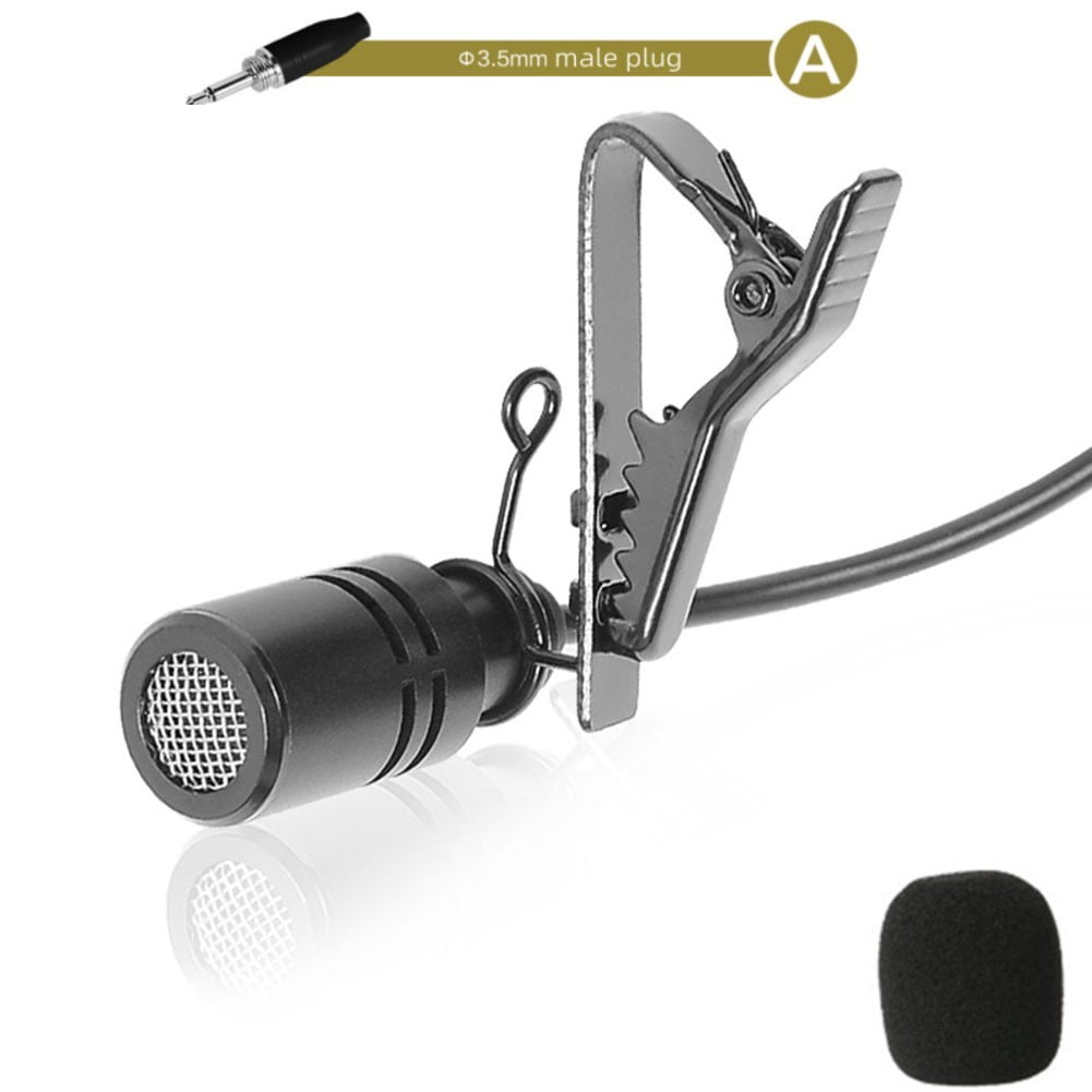 Black 3.5MM Clip-on Lavalier Lapel Microphone For Shure Wireless Portable