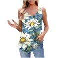 thumbnail image 1 of UPPADA Camisoles Mignonnes pour Femmes Tendance Col Rond à Fleurs Hauts d'Été Sans Manches Blouses Chic Décontracté Débardeurs Graphiques Bleu Marine,2TG, 1 of 5