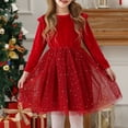 thumbnail image 2 of Floleo Robe Princesse en Velours pour Filles à Manches Longues, Ourlet à Volants, Robe de Fête Ligne A, Robes de Fête pour Vacances, Anniversaire, Spectacle, Événements Formels (Rouge, 5-6 Ans), 2 of 3