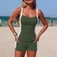 thumbnail image 4 of Brnmxoke Lifeguard Tankini Swimsuit Women Two Piece Ruched Twist Front and High Waisted Tummy Control Beach Bathing Suit for Modest Coverage Army Green,L, 4 of 7