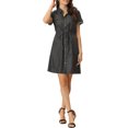 thumbnail image 1 of INSPIRE CHIC Robe d'Été Décontractée pour Femme à Boutons devant, Manches Courtes, TP, Noir, 1 of 6
