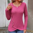 thumbnail image 2 of Timegard Blouse for Women Long Sleeve Ribbed Round Neck Button Tops Fall Winter Casual Comfy Tunic Tops, 2 of 8