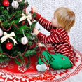 thumbnail image 2 of PHOGARY Christmas Tree Skirt Snowflake Elk Pattern Knitted Red Xmas Tree Skirt Strap Fixation Christmas Holiday Decorations 35 Inches, 2 of 6