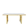 thumbnail image 2 of Cordelia Dining Table With Polished Stainless Steel Frame And White Faux Marble Top, 2 of 4